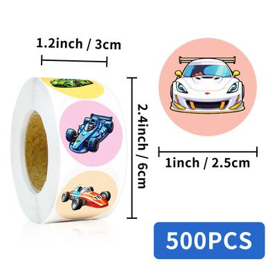 500 Pezzi/rotolo Adesivi Rotolo Supercar da Corsa Materiale per Diario Temu Materiale Decorativo Adesivi Sigillanti