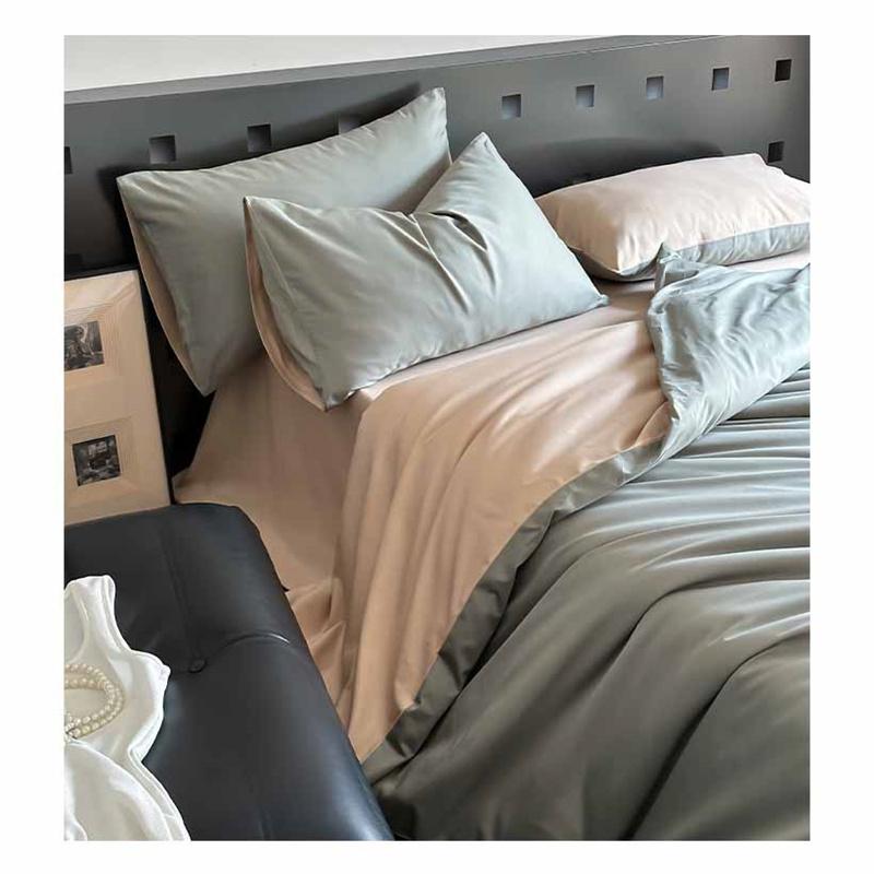 Set de lenjerie de pat de lux din bumbac 100% clasa A 100S satin bumbac egiptean 4 piese cu husă de pilotă și cearșaf cu elastic