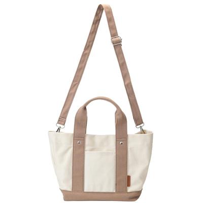 Neorry Mini-Tragetasche, Herausnehmbarer Trenner, Umhängetasche, Canvas-Tragetasche mit 3 Fächern, Damen (Natürlich x Beige)