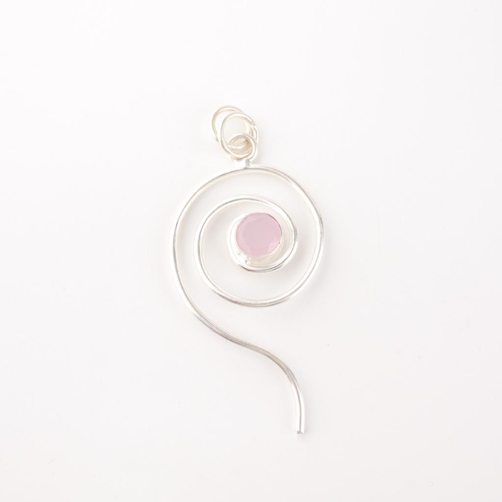 Rose Chalcedony Gemstone 925 Sterling Silver Jewelry Handmade Pendant For Girls PP-42-8