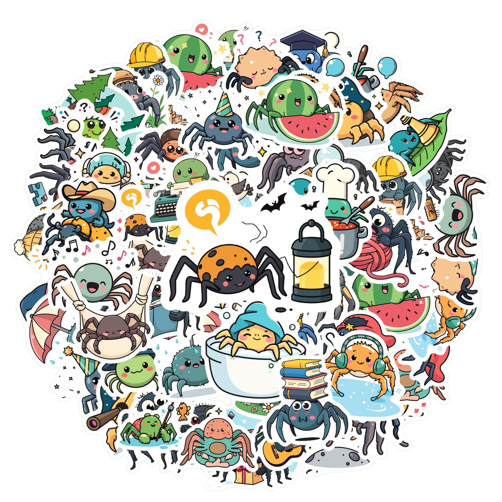 

35-100pcs Cartoon Spider Stickers Funny Decals Graffiti Phone Case Skateboard Car Kawaii Decals Reward Stickers Gift
