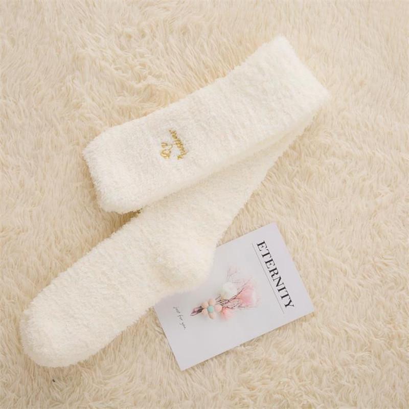 

Женские зимние теплые чулки кораллового бархата выше колена, длинные чулки до бедра для сна one size белый