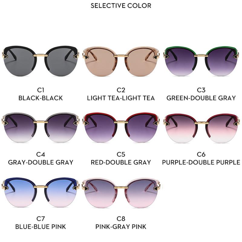 Women's Sunglasses, Fashionable Cat's Eye Half-frame Sunglasses