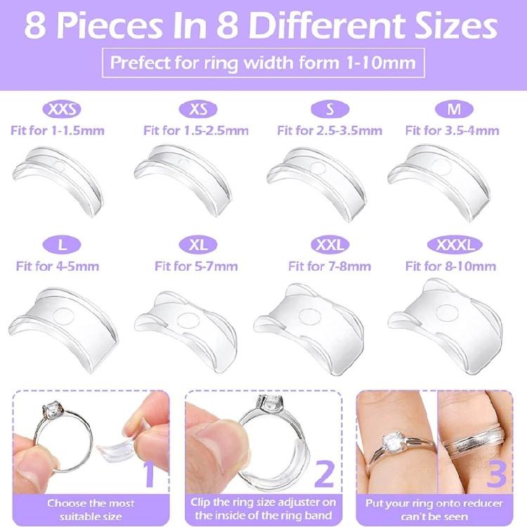 Invisible Ring Size Adjuster for Loose Rings Transparent Ring Guard 4 Sizes