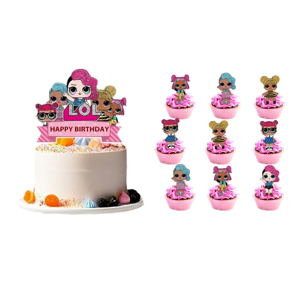 Surprise Doll Birthday Theme Decorations Backdrop Baby Shower Suppl Lol Party Cake Topper Balloon Paper Banner Plates Cups for Round Sensory Durable