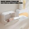 Bathroom Wall Mount Organizer Cosmetic Storage Box Cover Stable Makeup Cotton Pads Organizer with Mirror No Drilling Shelf