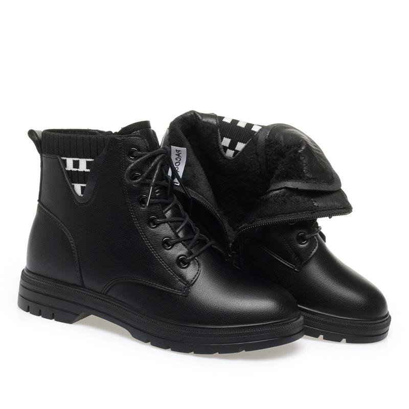 White Martin boots    shoes, new velvet leather shoes women's autumn and winter short boots soft leather soft-soled boots