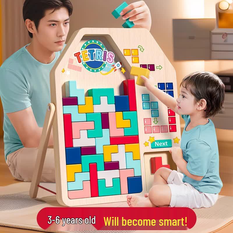 Wooden Tetris Puzzle Blocks