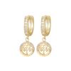 18K Gold Plated Diamond Tree of Life Ear Climbers & Round Pendant Dangle Earrings for Women - Light Luxury Jewelry