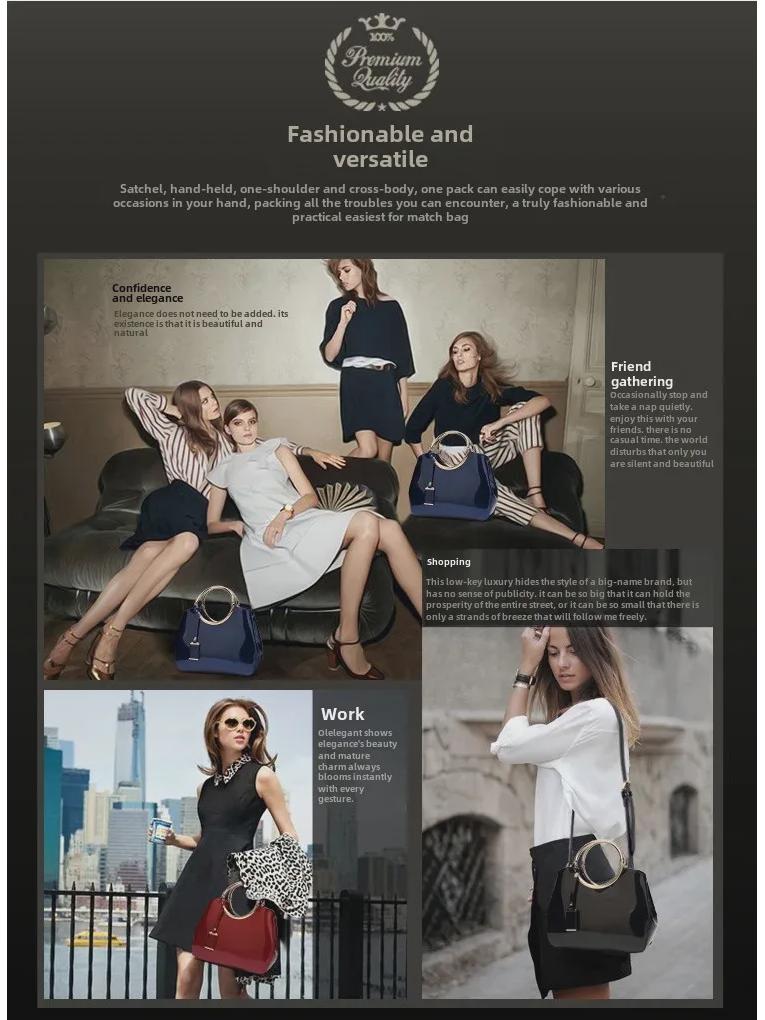 2019 Women's Shiny Patent Leather Shoulder Bag - European & American Fashion, Textured Handbag, Large Capacity