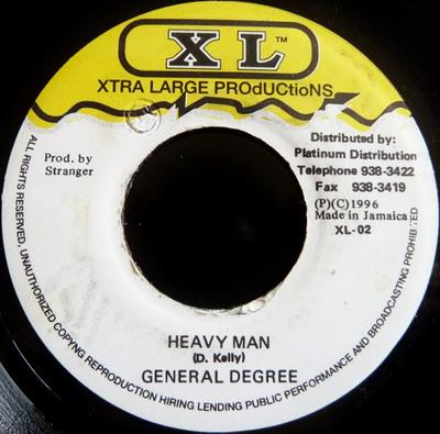 7inch Record GENERAL DEGREE / STRANGER (41) - Heavy Man / Dugu Dugu XL02 Xtra Large Prod 1996 Jamaica Reggae, Ska & Dub Used
