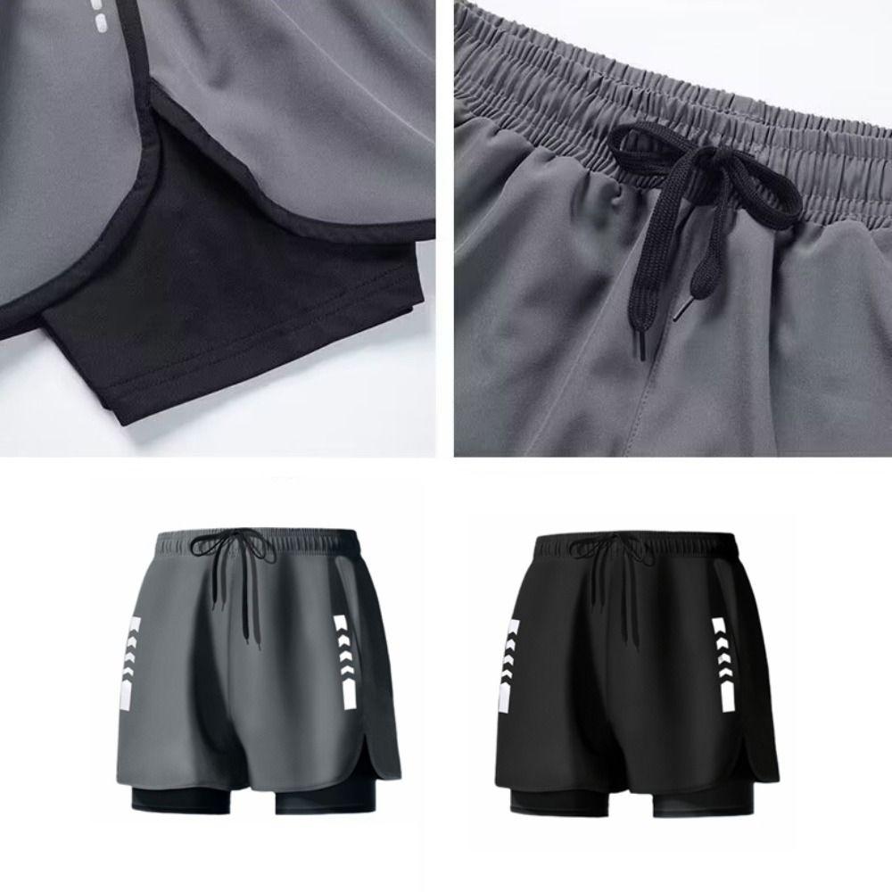 Kurze Hosen Badehosen Shorts Doppellagig Herren Jogginghosen Surfen