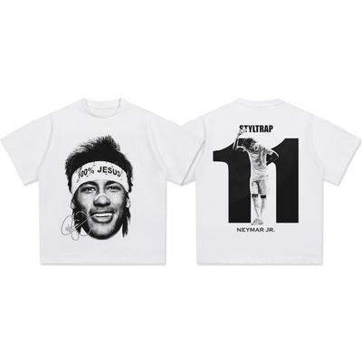 American Hip Hop Summer Neymar American Short Sleeve Crew Neck Heavy T-Shirt Men's and Women's Retro Fashion Short Sleeve Top