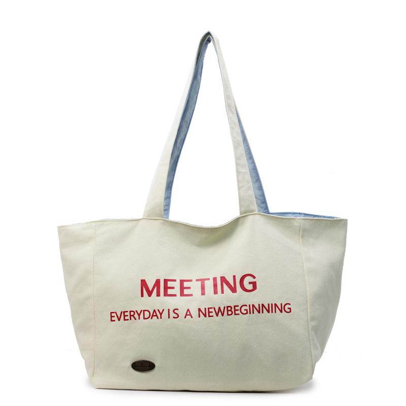 Double-Sided Tote Bag Women's Shoulder Bag Large Capacity Shopping Bag