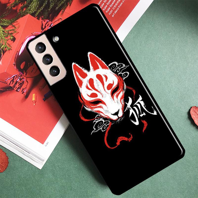 Japanese Style Anime Fox Phone Case For Samsung Galaxy S25 Ultra S9 S10 S20 S21 S22 S23 Ultra Plus S24 FE Back Cover