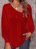 2024 Independent Station Wish Amazon, Spring and Summer Simple Fashion V-neck Button Solid Color Long-sleeved Shirt Women
