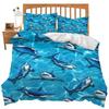 Shark Fish Print Duvet Cover Set Cute Underwater Animals Luxury Soft Bedding Set Children Teens Adults Blue Comforter Cover Sets