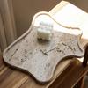 Vintage Travertine Stone Tray, Decorative Jewelry Plate Trinket Dish, Marble Counter Organizer for Bathroom Dresser Coffee Table