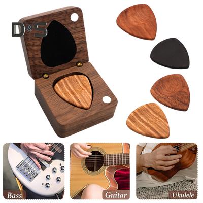 Wooden Guitar Pick Box Guitar Picks Portable Guitar Plectrum Holder Pick Organizer Case for Musicians Travel Daily Storage