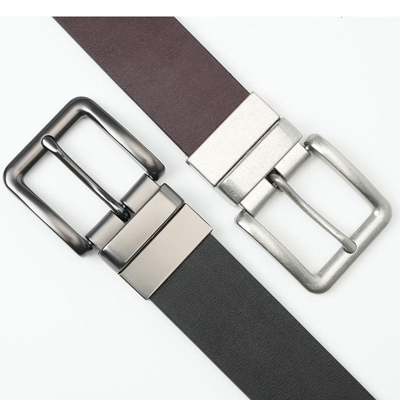New Men's Cowhide Belt, Rotating Dual-purpose Pin Buckle Genuine Leather Belt, Casual Men's Trouser Belt