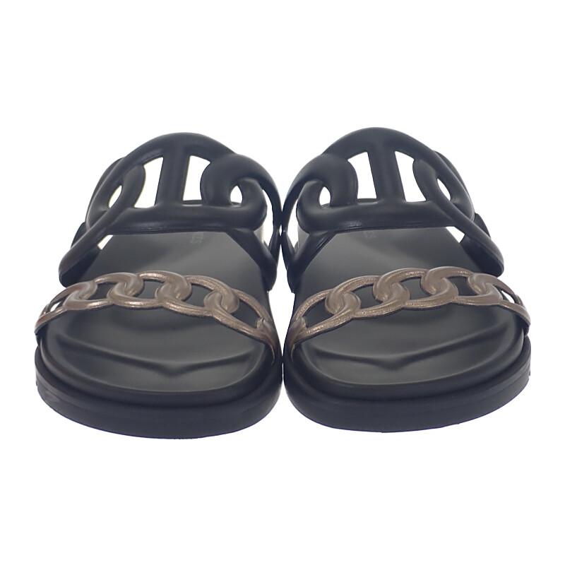HERMES  H241017Z_02375  Sandals Black/blonde Calfskin/rubber Women