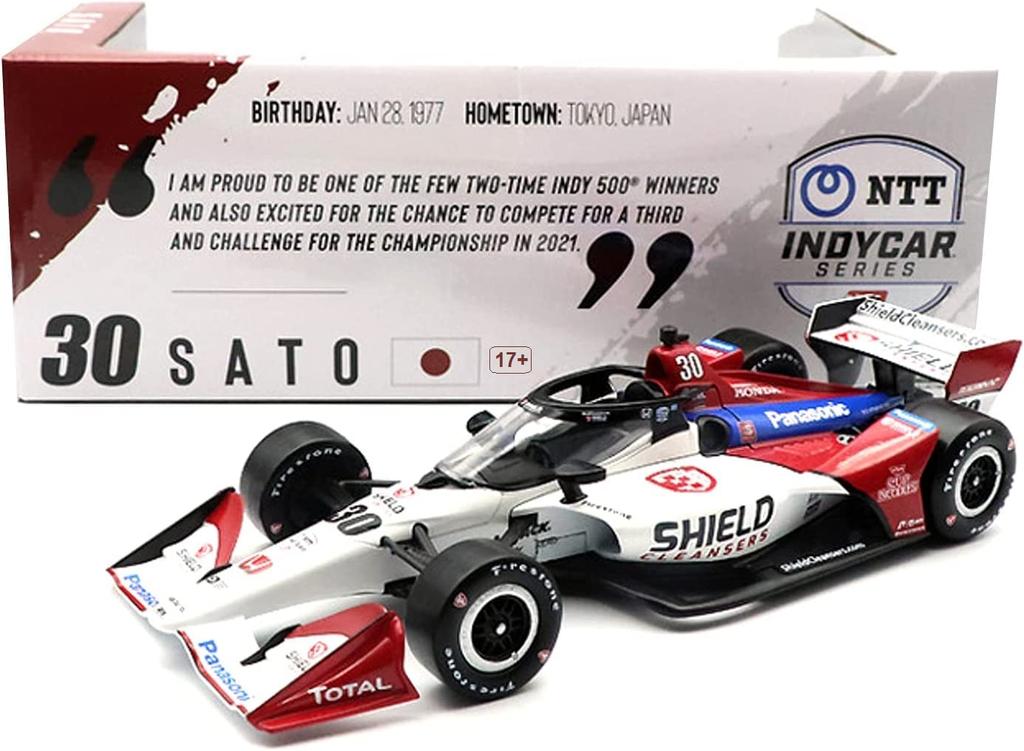 Takuma Sato Greenlight Scale Takuma Sato 2021 IndyCar 30 Rahal Letterman Lanigan Racing Honda Diecast Car 1/18 No. Panasonic/SHIELD