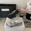 French Thick-soled Flip-flops Women's 2025 New Silver Cold Slippers, Summer Wear Beach Sandals