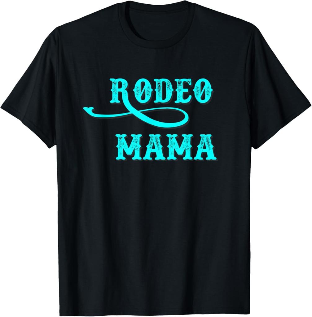 Rodeo Mama Distressed Turquoise Western Woman Gift T-Shirt