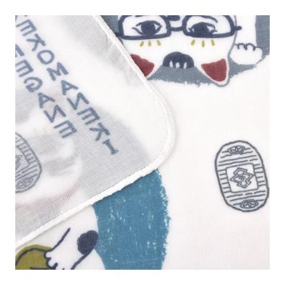 Japanese Pattern Gauze Tenugui - Lucky Cat Design - Soft Double Gauze Fabric - Striking Japanese Print - Quick Drying - For Kitchen, Handkerchief,