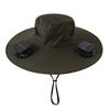Cappello a Ventilatore Solare, Cappello da Sole a Tesa Larga UPF 50+ con 2 Ventole, Ricaricabile Solare e USB, 3 Velocità per Pesca/Campeggio/Escursionismo/Giardinaggio