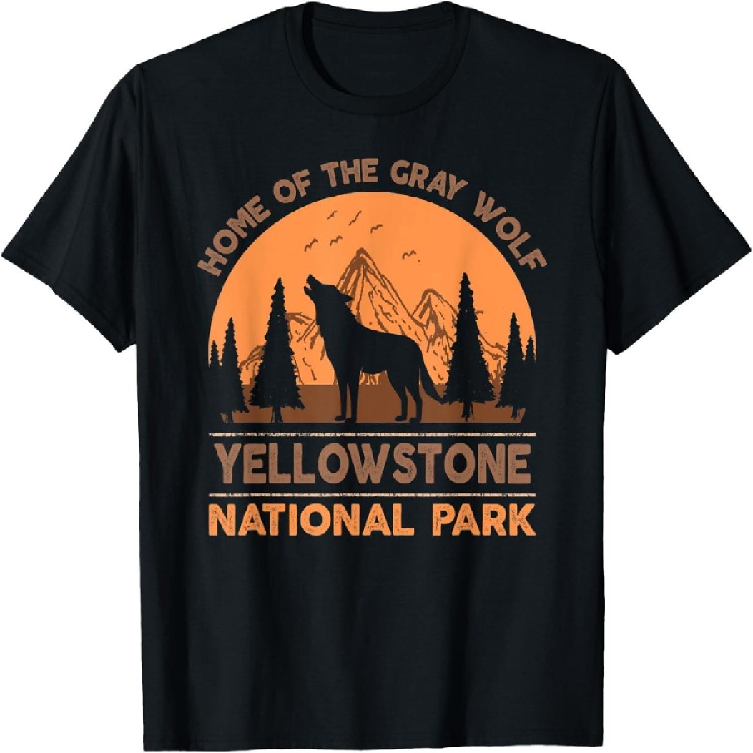 Yellowstone National Park T shirt US Wolf Vintage Men Women XXXXXL разноцветный