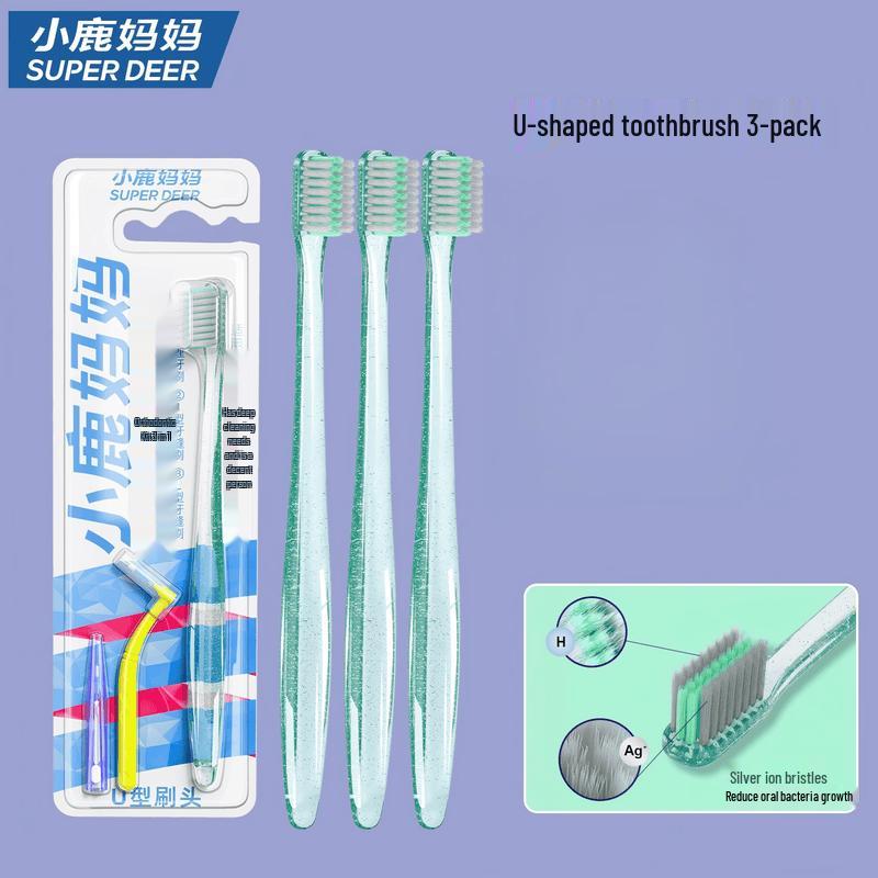 Little Deer Mom Orthodontic U-Shape Toothbrush Set (3-Pack)