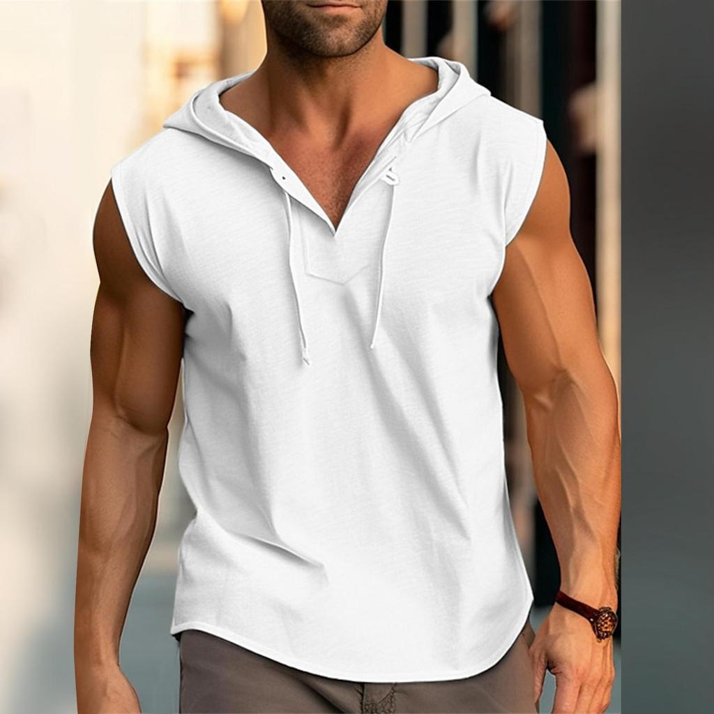Débardeur décontracté à manches courtes pour hommes, couleur assortie