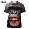 Lustiges T-Shirt mit Kuss-Affenlippe und Grafik für Herren, Kleidung, 3D-Parodie, Gorilla-Orang-Utan-Print, Unisex, kurzärmelig