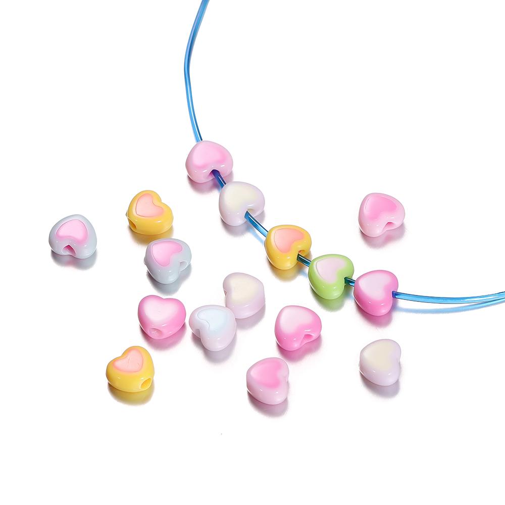 50/100pcs 6.5*8mm Acrylic Flat Love Heart Shape Loose Spacer Beads for Jewelry Making DIY Bracelet Necklace Accessories