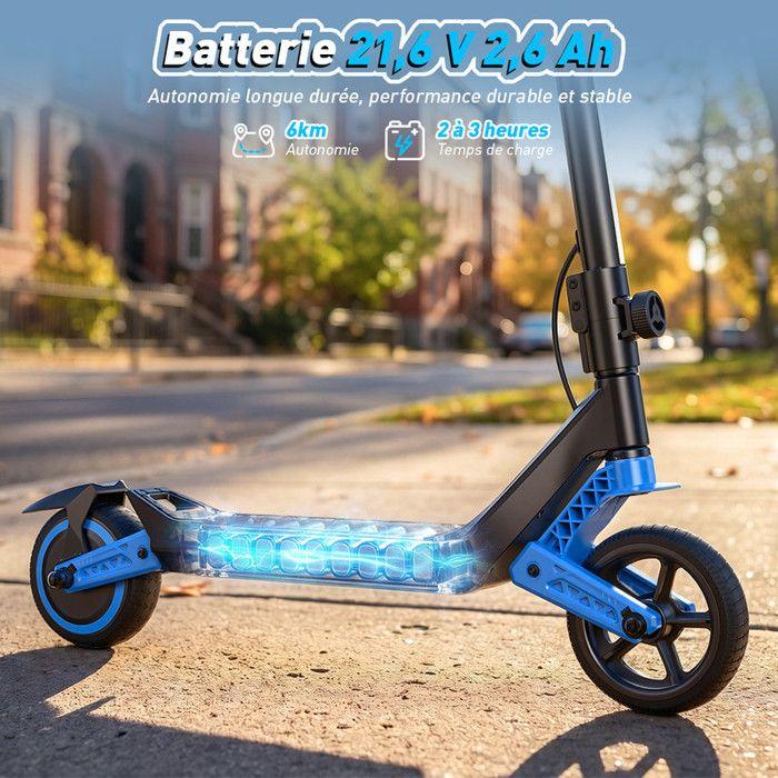 Elektrischer Kinderroller 6" AGILERIDE AT-B3B, 150W Motor, 3 Geschwindigkeiten, Bunte LEDs, 6-12 Jahre, Blau, Roller für Kinder