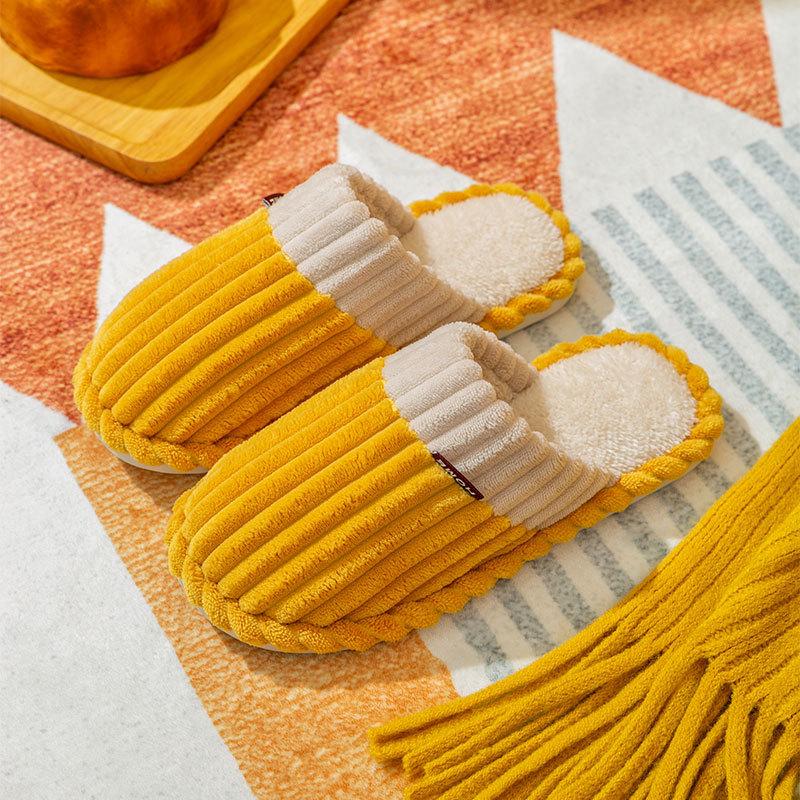 Women's and Men's Plush Non-Slip Cotton Slippers - Indoor Warmth for Spring, Autumn, and Winter