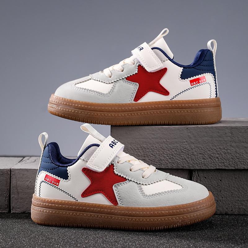 Boys' Star Board Shoes Girls' Leather Board Shoes 2025 Autumn New Children's Sports Shoes Low-top Moral Training Shoes Casual Shoes