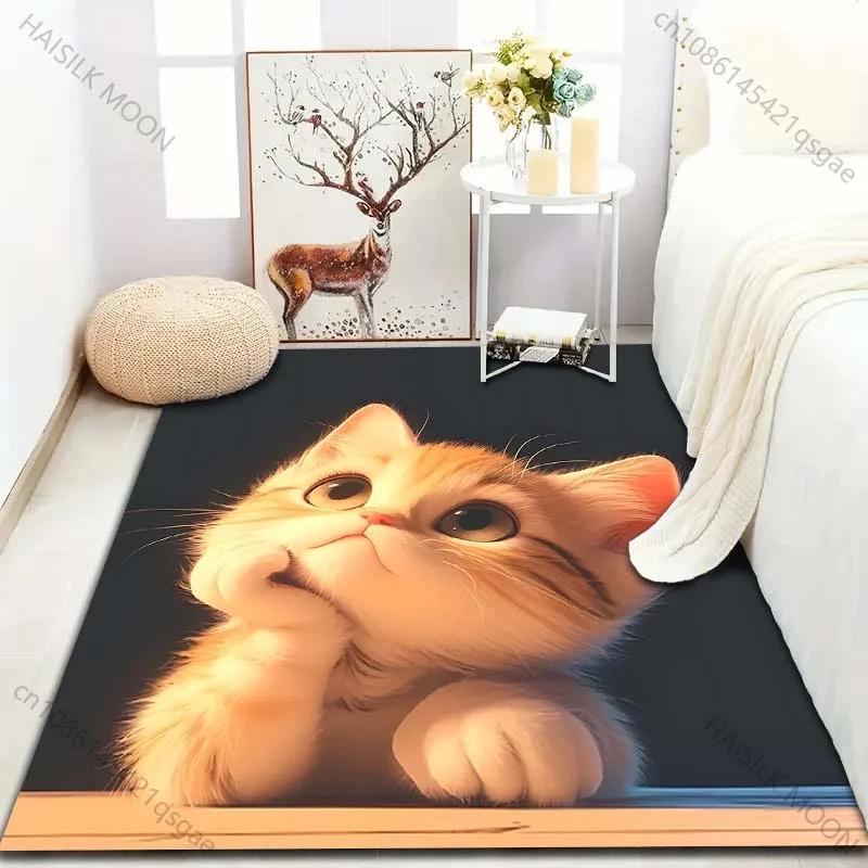 Dywan 3D HD Kot w Fantazyjny Wzór do Sypialni Pokoju Dziennego Przy Łóżku Przy Sofie Mata Podłogowa Nowoczesny Wystrój Domu Dywan Obszarowy Można Prać w Pralki PREZENT