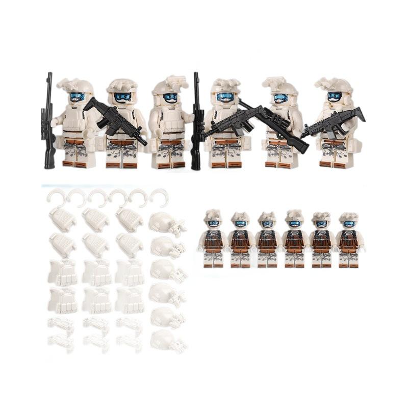 Military Minifigures Camouflage Ghost Special Forces Special Police Minifigures Protective Clothing Equipment Assembled Building Block Toys