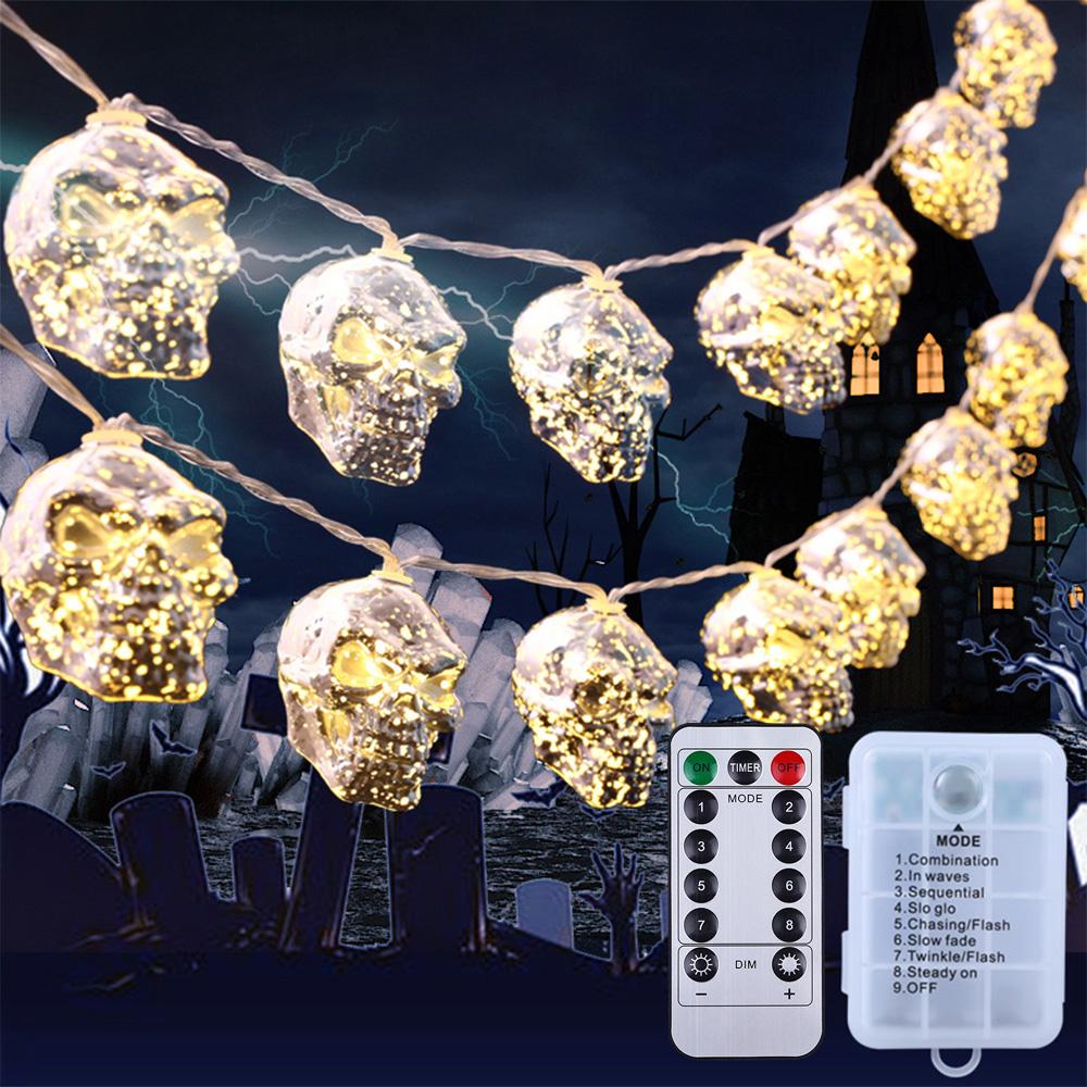 LED-Kürbis-Lichter, Halloween-Party-Dekoration, Totenkopf-Lichterkette, Bar-Fernbedienung