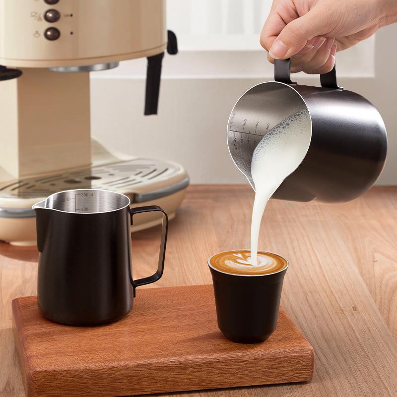Stainless Steel 304 Milk Frothing Pitcher with Scale - Coffee Latte Art Cup and Milk Frother Jug