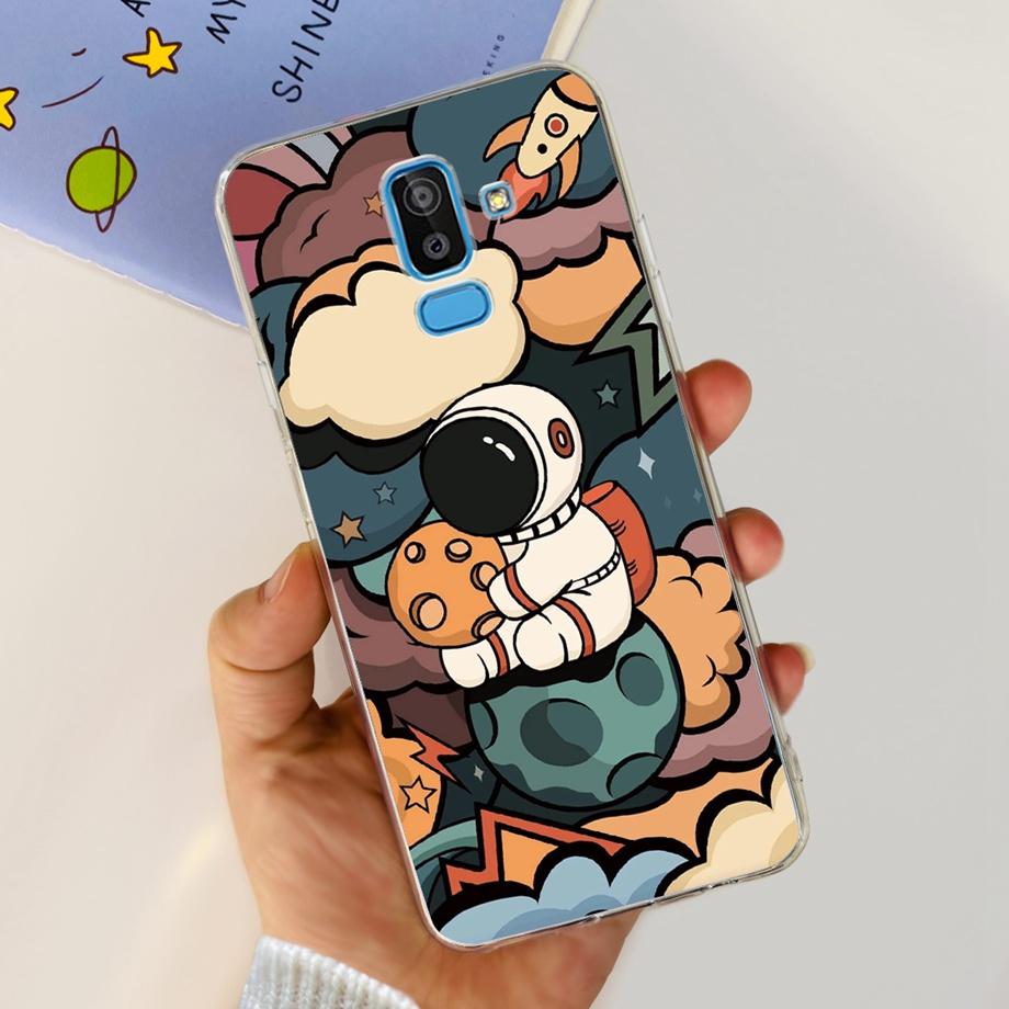 Funda Coque For Samsung Galaxy J8 J810F Cover Case Cartoon Cat Skull Back Shell For Samsung J8 2018 Soft Clear Silicone TPU Capa