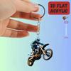 Acrylic Keychain with Motocross Rider & Dirt Bike Design, 2d Flat Style for Phone, Car Keys, Backpack & Wallet, Perfect Gift for Motorcycle Lovers