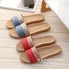 Unisex Indoor Linen Floor Slippers with Webbing for All Seasons