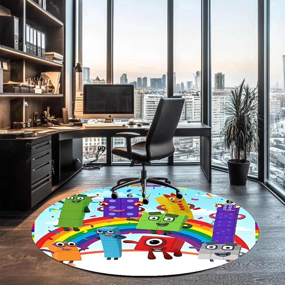 Numberblocks Printed Round Rug Carpet Chair Rug Area Rug Entryway Doormats,for Office Chair Living Room Bedroom Kitchen Room.