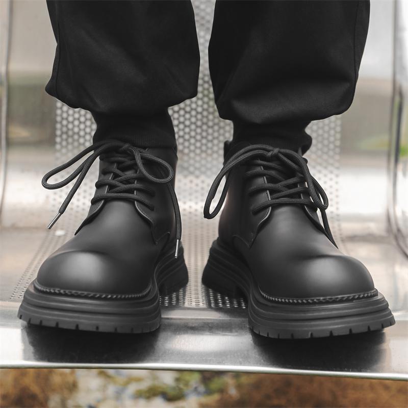 Wysokiej Jakości Klasyczne Skórzane Buty Męskie w Brytyjskim Stylu Ulicznym Czarne Hombre Codzienne Casualowe Buty Zwiększające Wzrost