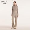 GOELIA Women's Knitted Fleece High-Waist Straight-Leg Trousers