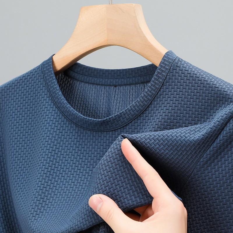 Pánské vaflové tričko s krátkým rukávem a kulatým výstřihem Letní pohodlný top