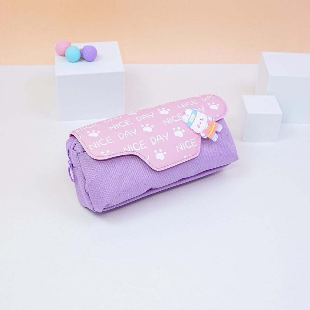 Children's Cartoon Flip Pencil Bag Female Cute Rabbit Pencil Case Large Capacity Primary School Student Stationery Bag